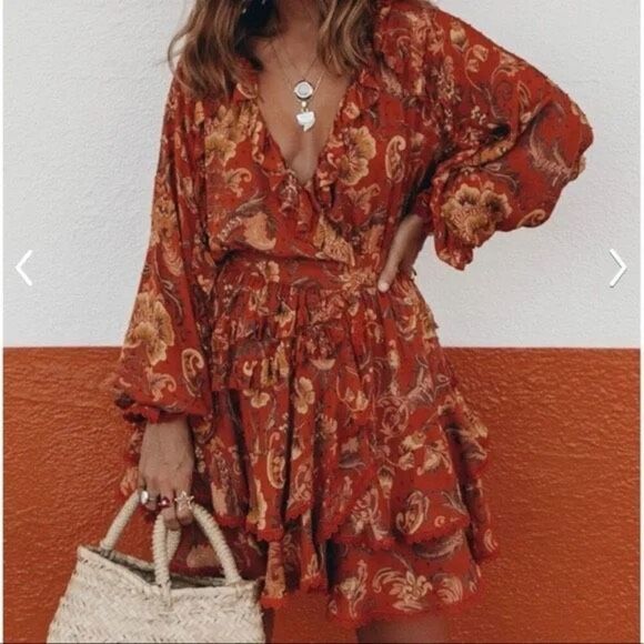 Spell & The Gypsy Collective Aurora Long Sleeve Playdress Mini Dress Medium